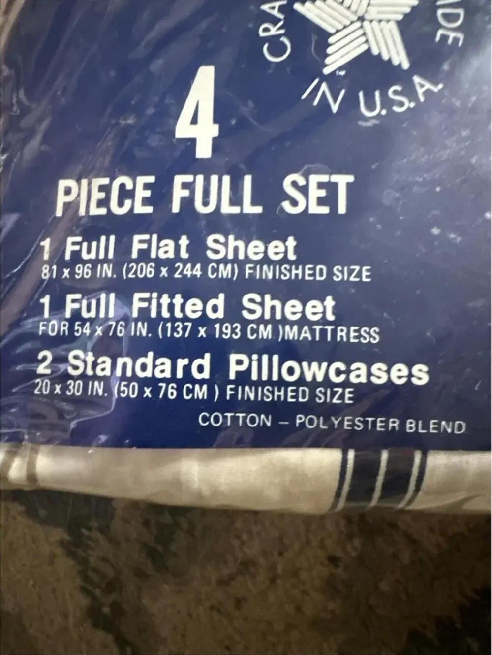 Royalty 4 Piece Full Set U.S.A No Iron Fitted Flat Pillowcases Cotton Polyester